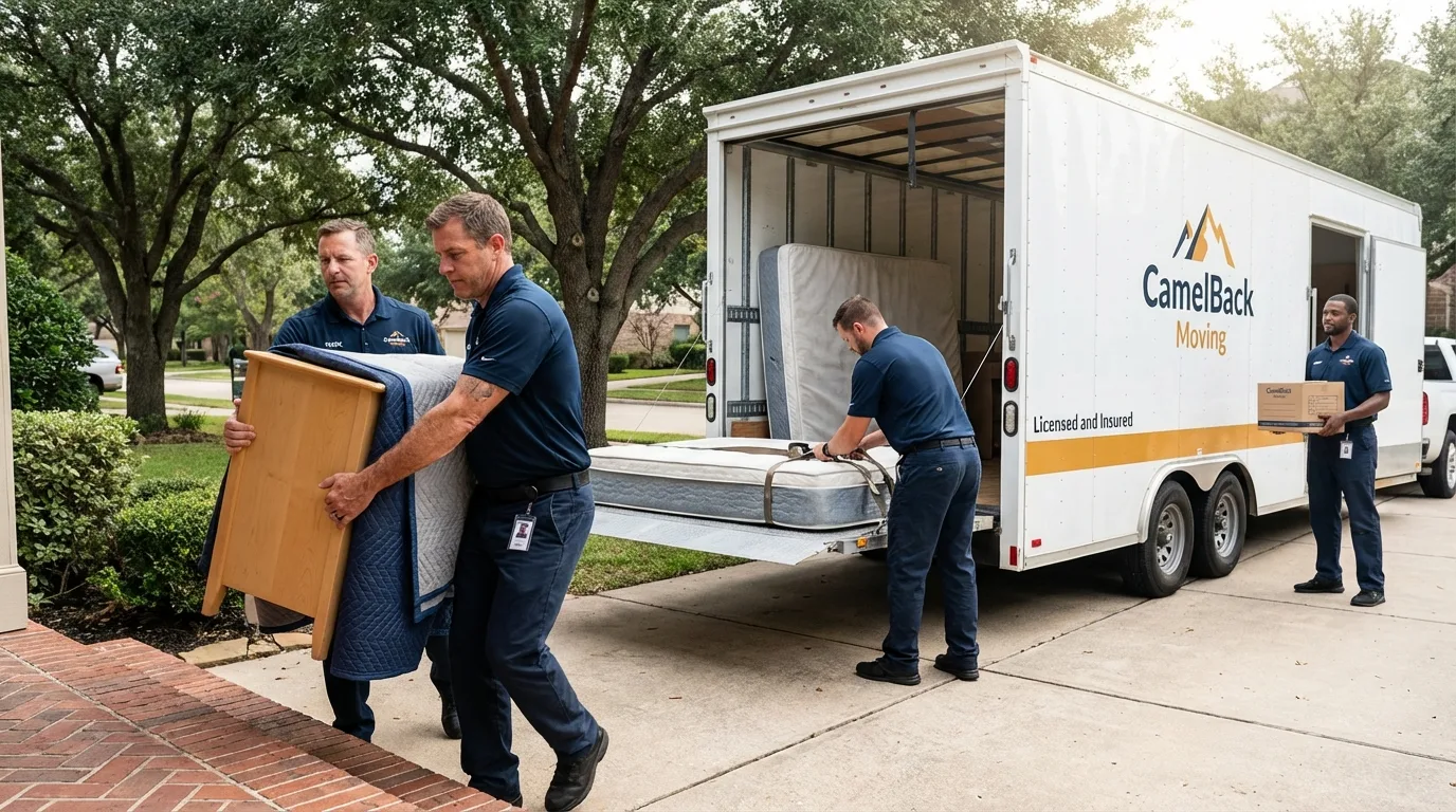Crew loading residential truck for cross-state move from Nicholls, GA